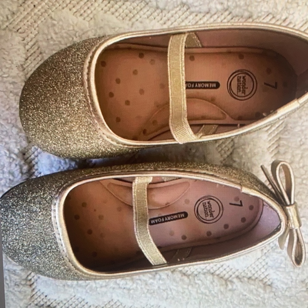 Glitter ballet flat with bow accent shoes - Picture 2 of 6